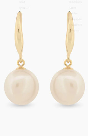 Pearl Drop Earrings 18ct Gold Plate