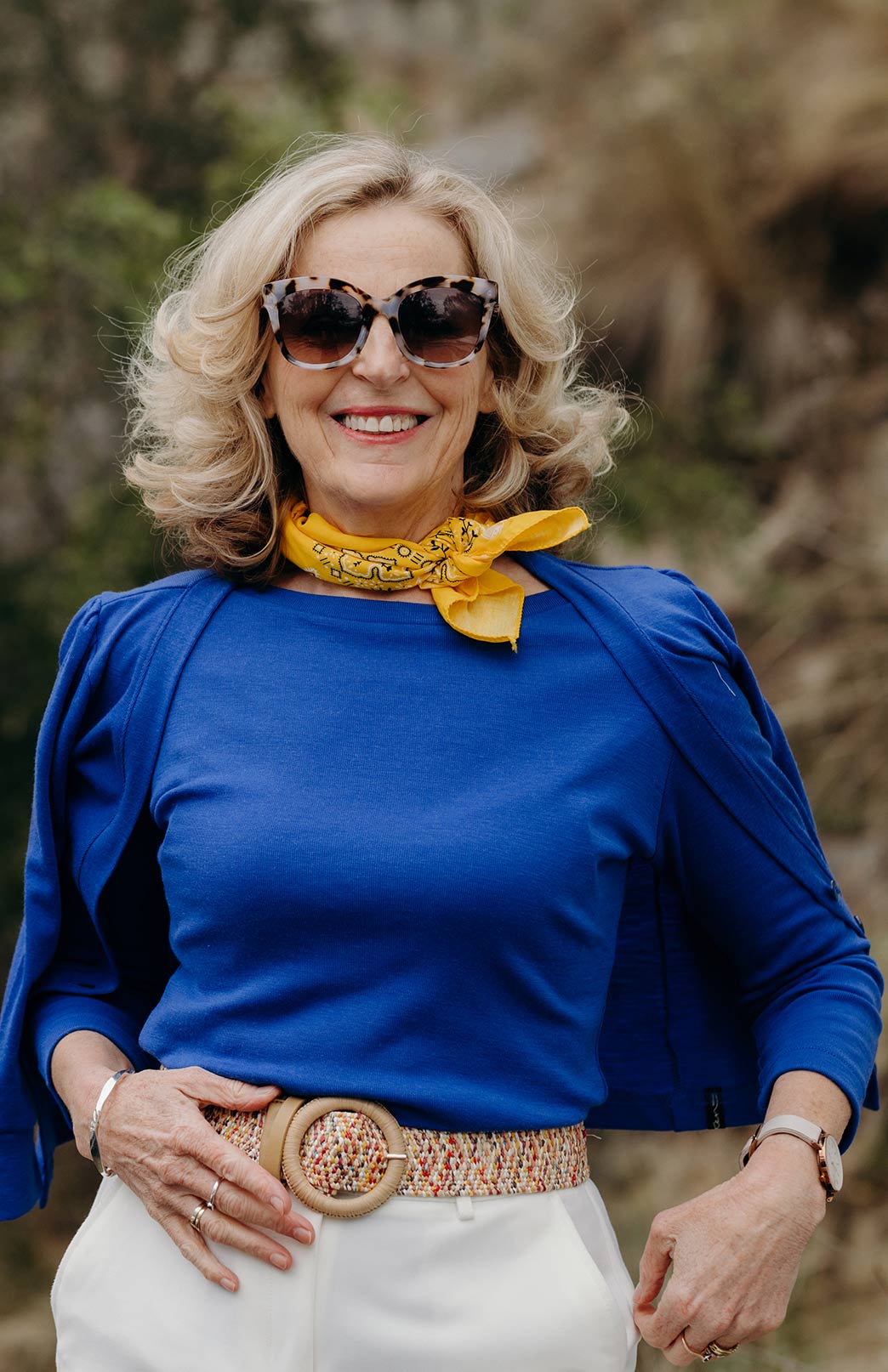 Bluebell Women's Merino Wool Slit Neck Top with 7/8 Sleeves