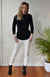 Pre Loved: Pia Top (size 12) Women&#39;s Merino Wool Slit Neck Top with 7/8 Sleeves

