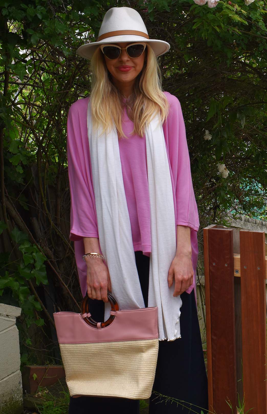 Crocus Pink Women's Merino Wool Boxy Poncho Top