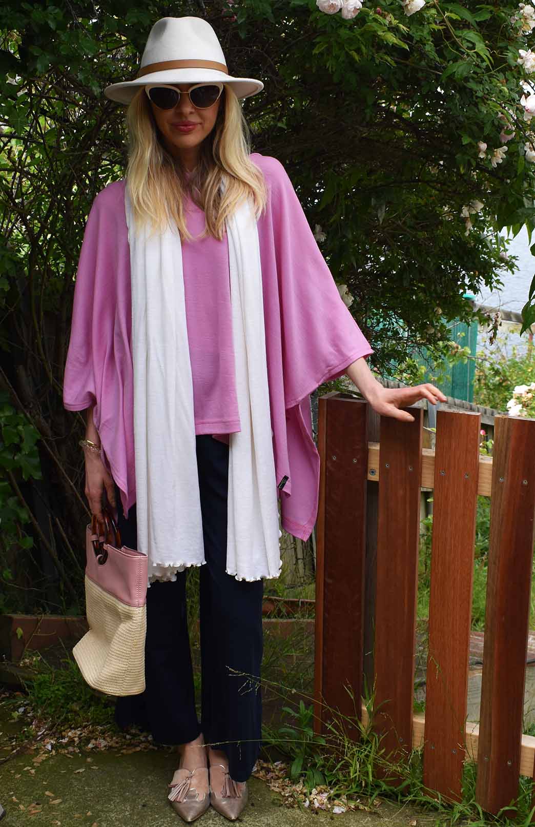 Crocus Pink Women's Merino Wool Boxy Poncho Top