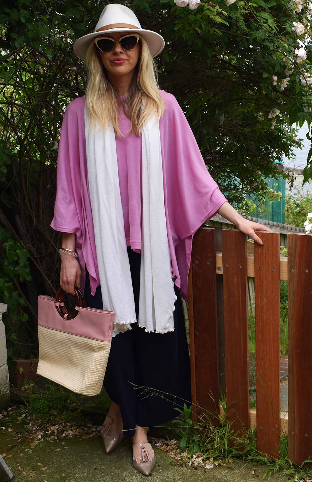 Crocus Pink Women's Merino Wool Boxy Poncho Top