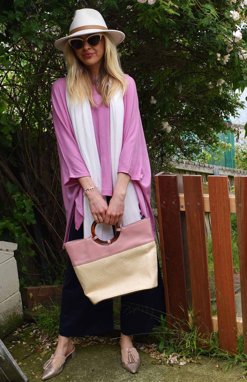 Crocus Pink Women's Merino Wool Boxy Poncho Top