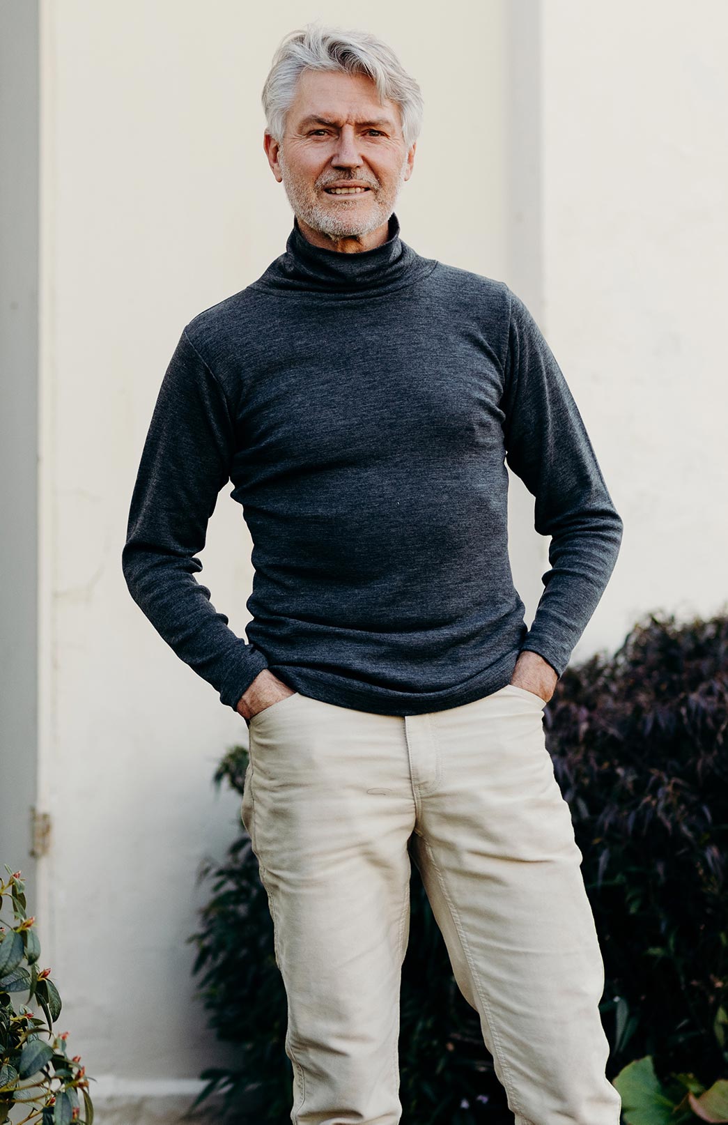 Charcoal Marl Men's Merino Wool Long Sleeve Top