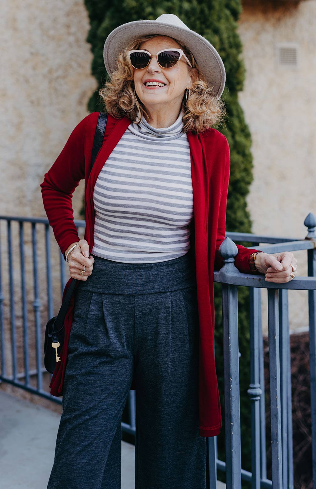 Scarlet Red Women's Merino Wool Drape Cardigan