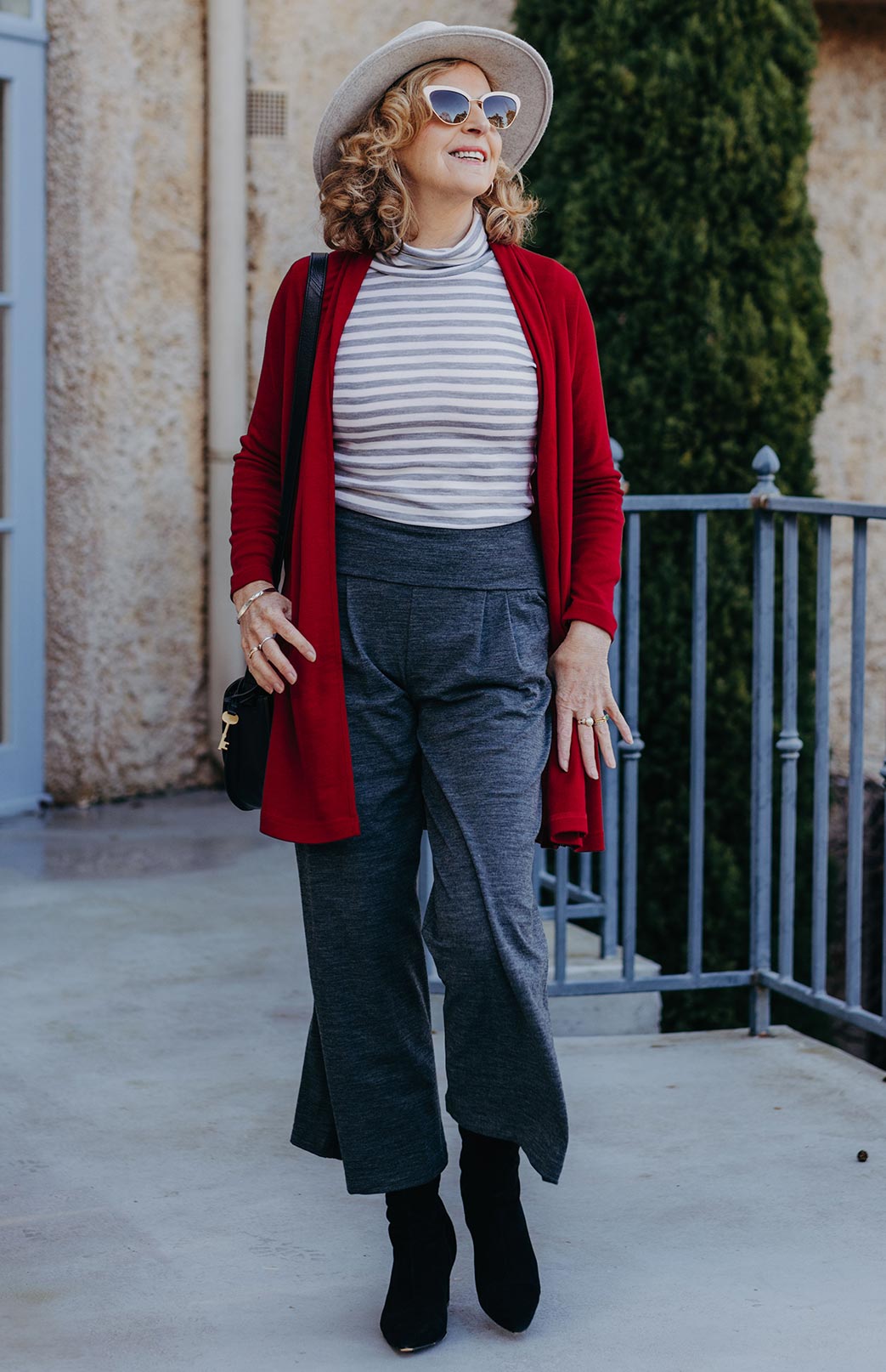 Scarlet Red Women's Merino Wool Drape Cardigan