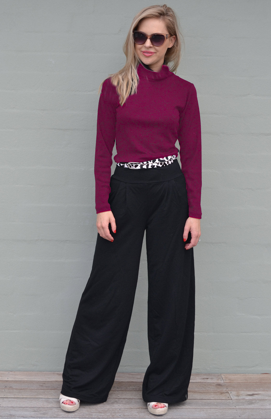 Black Women's Merino Wool Palazzo Pants
