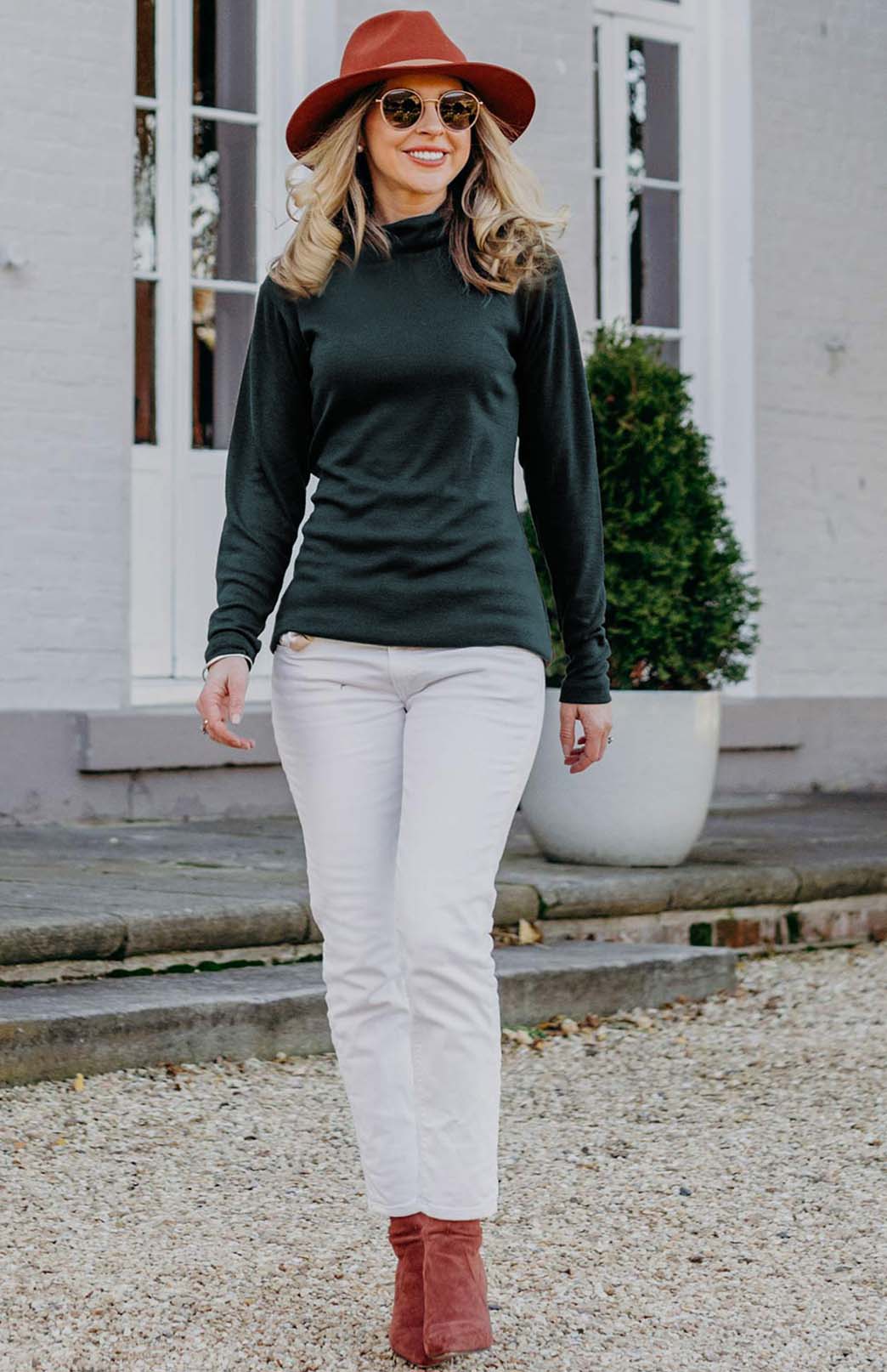 Deep Sea Green Women's Merino Wool Long Sleeve Top