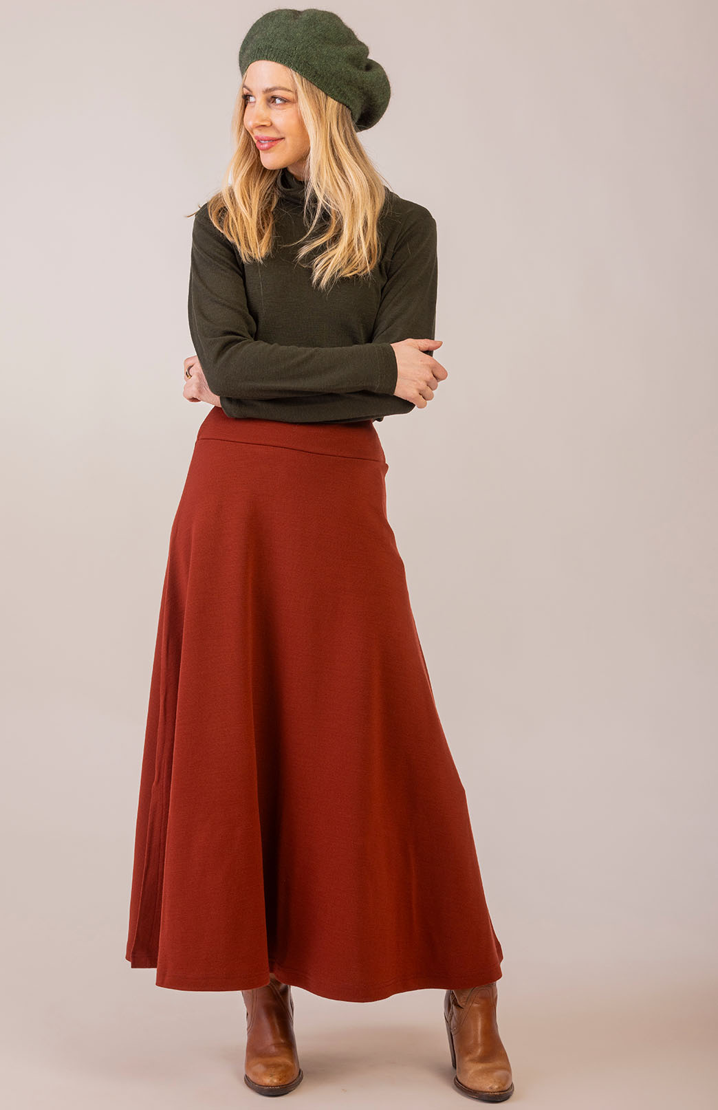 Kale Green Women's Merino Wool Long Sleeve Top