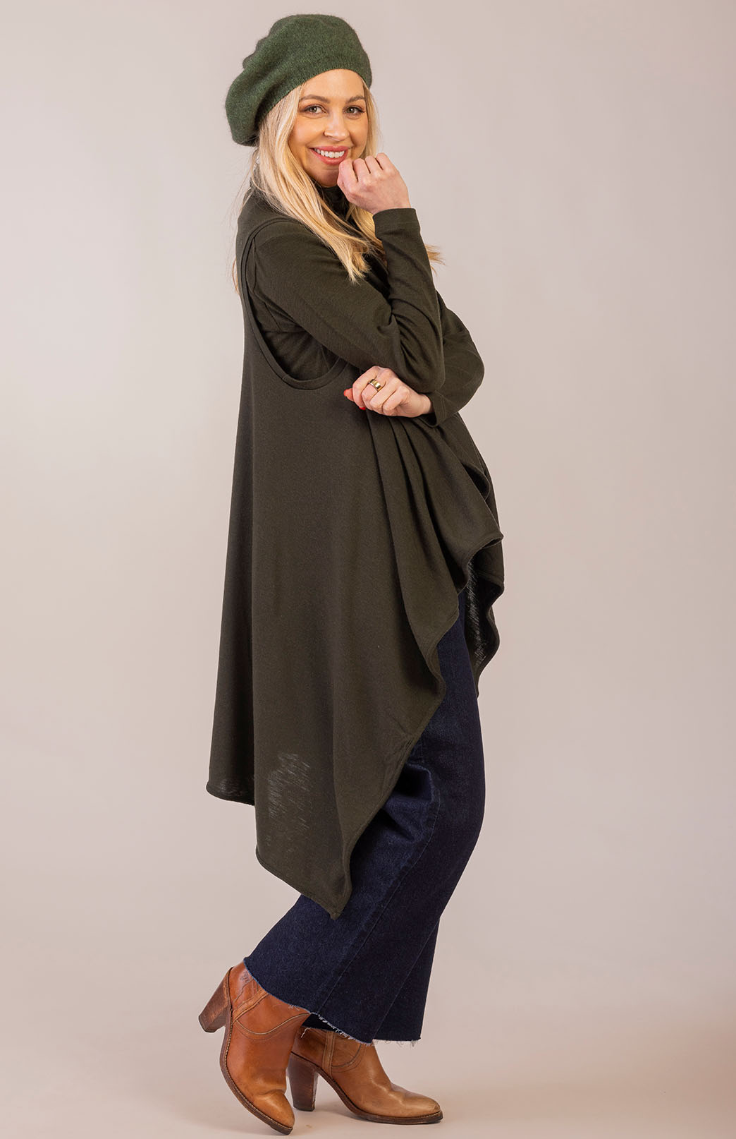 Forest Green Unisex Merino Wool &amp; Possum Fur Beret