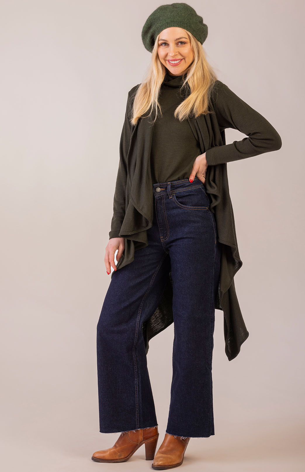 Kale Green Women's Merino Wool Long Sleeve Top