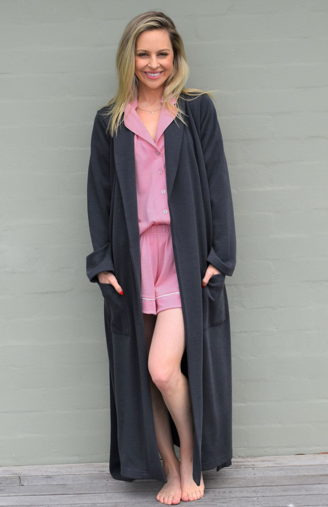 Crocus Pink Women's Merino Wool Button Down Pyjama Shirt