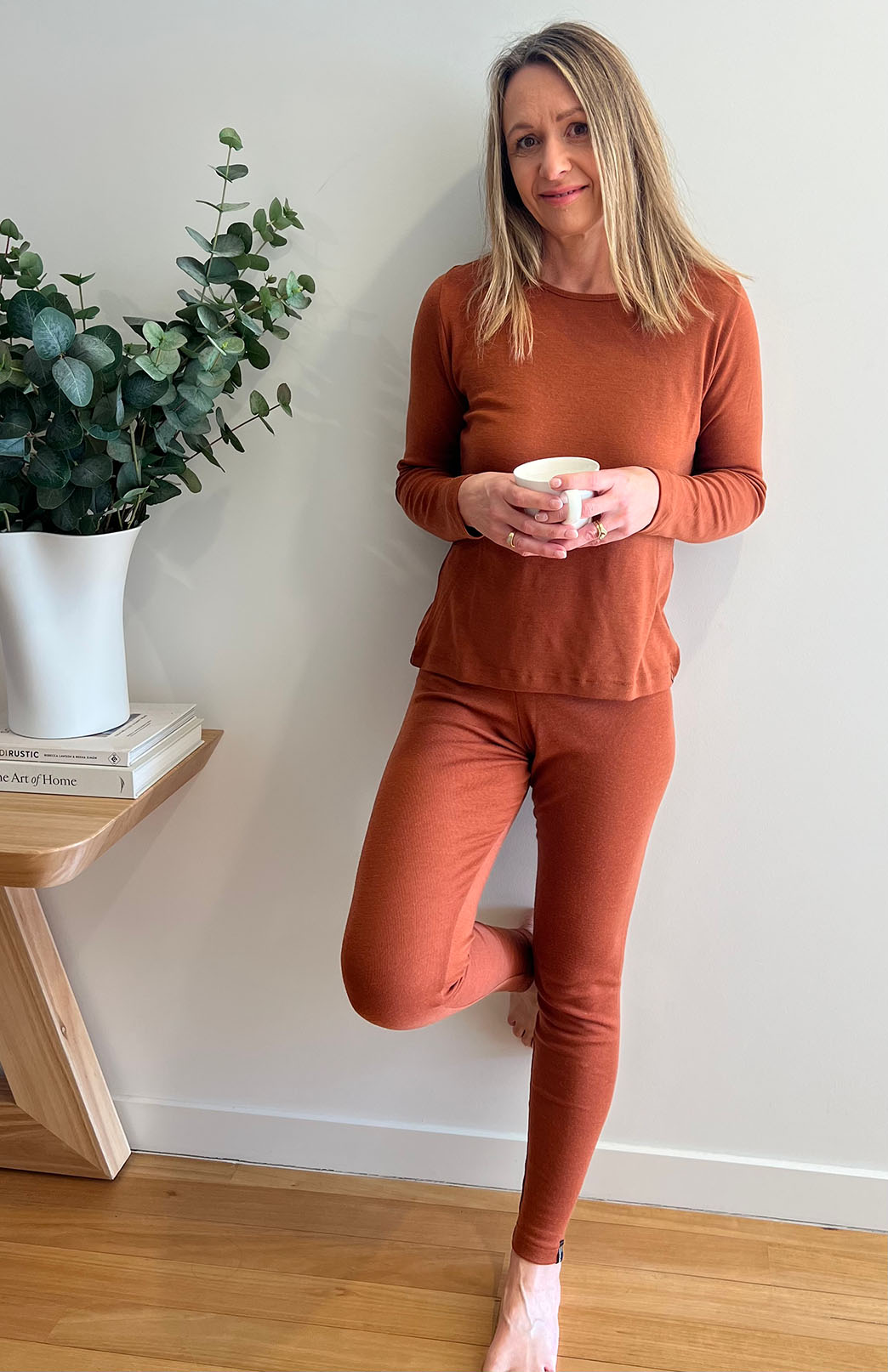 Jacaranda Blue Women's Merino Wool Long Sleeve Relax Fit Pyjama Top
