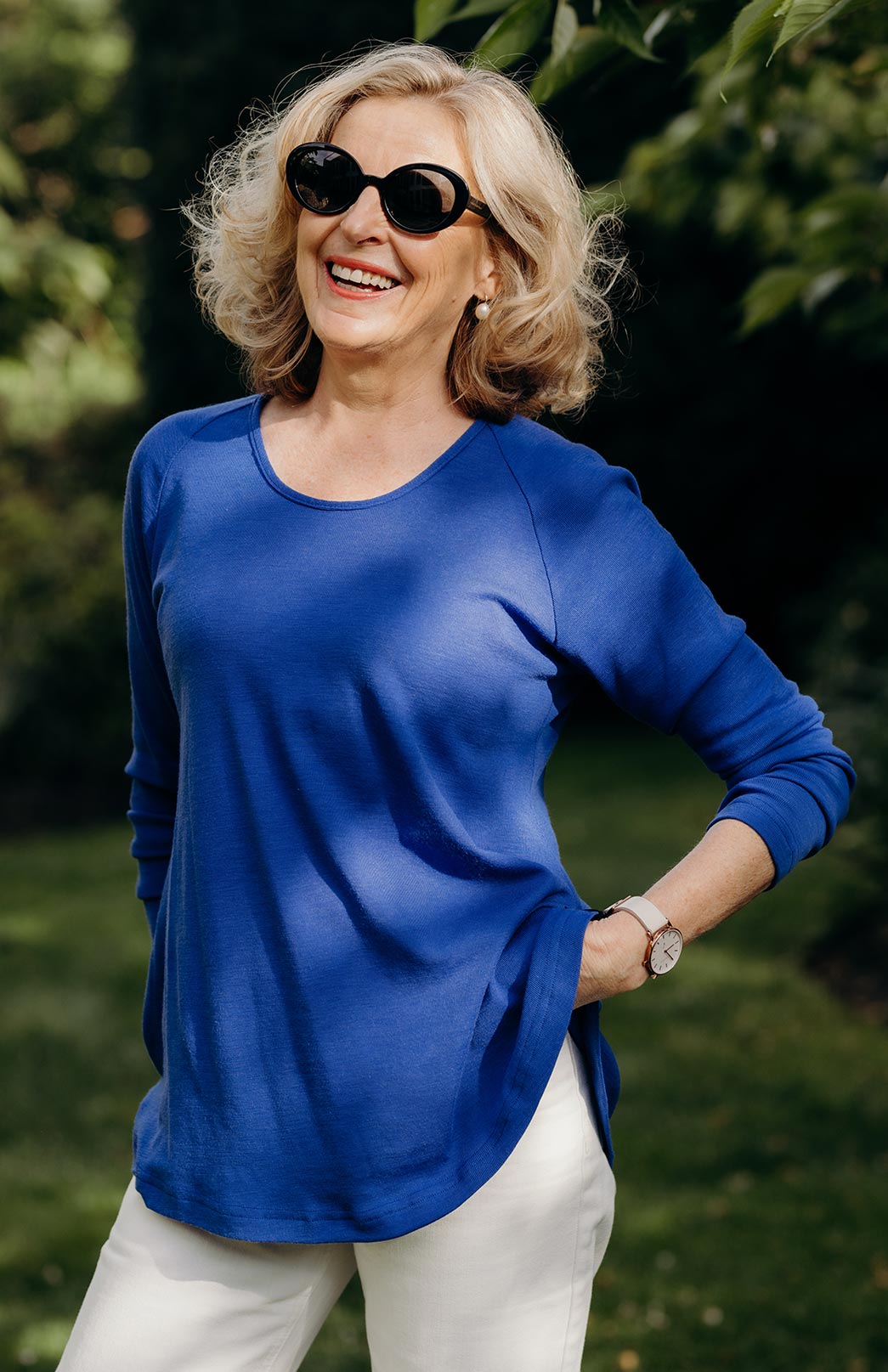 Bluebell Women's Merino Wool Long Sleeve Top with Raglan Sleeves