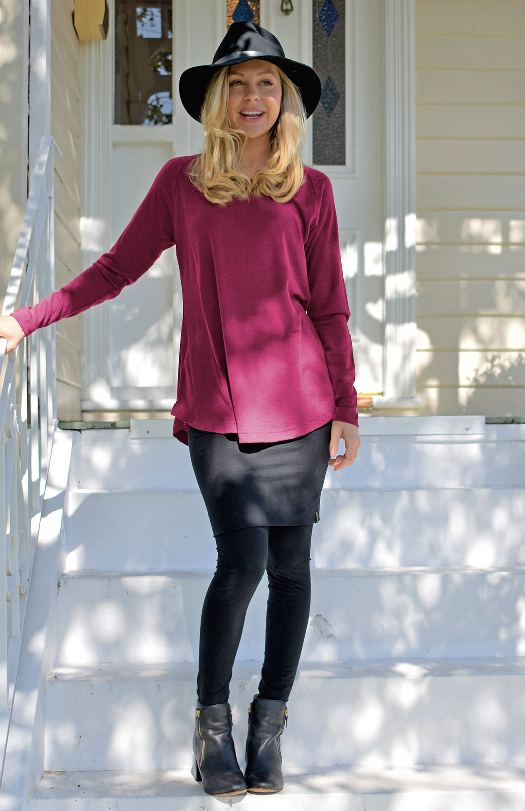 Pre Loved: Rana Top (size 6) Women's Merino Wool Long Sleeve Top with Raglan Sleeves