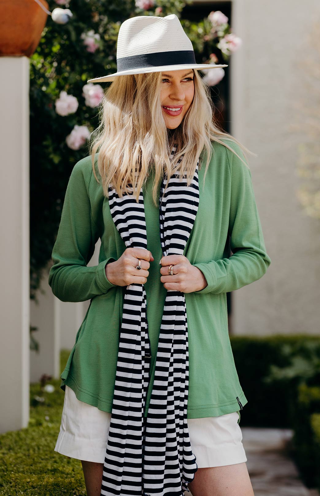 Pistachio Green Women's Merino Wool Long Sleeve Top with Raglan Sleeves