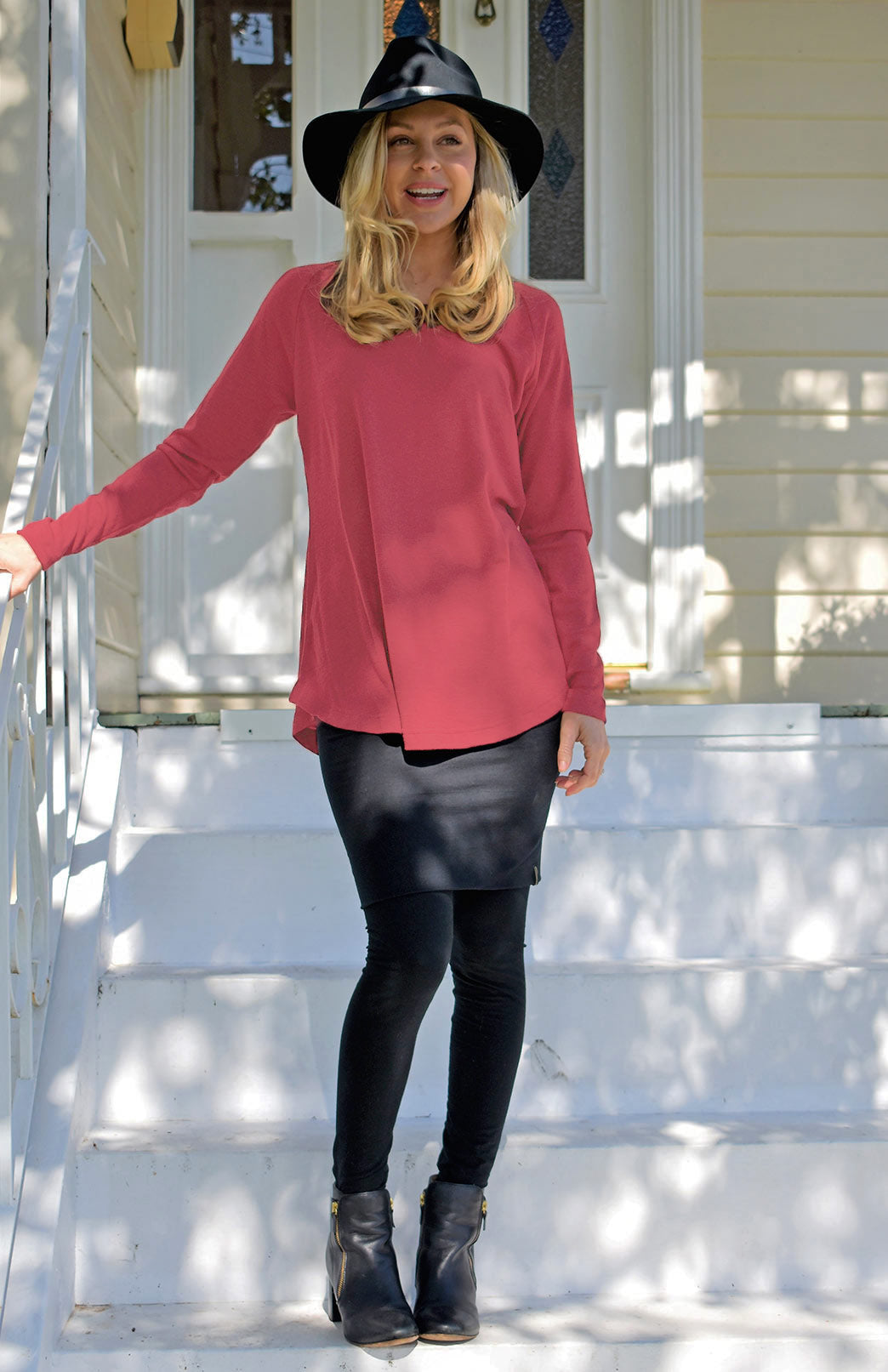 Rana Top Women's Merino Wool Long Sleeve Top with Raglan Sleeves