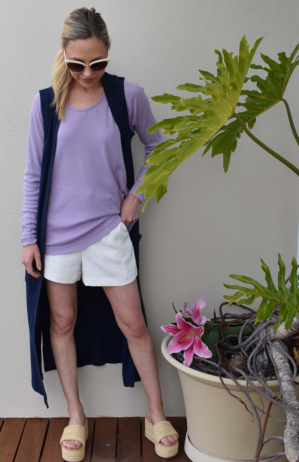 French Navy Blue Women's Slimline Long Cardigan with side pockets