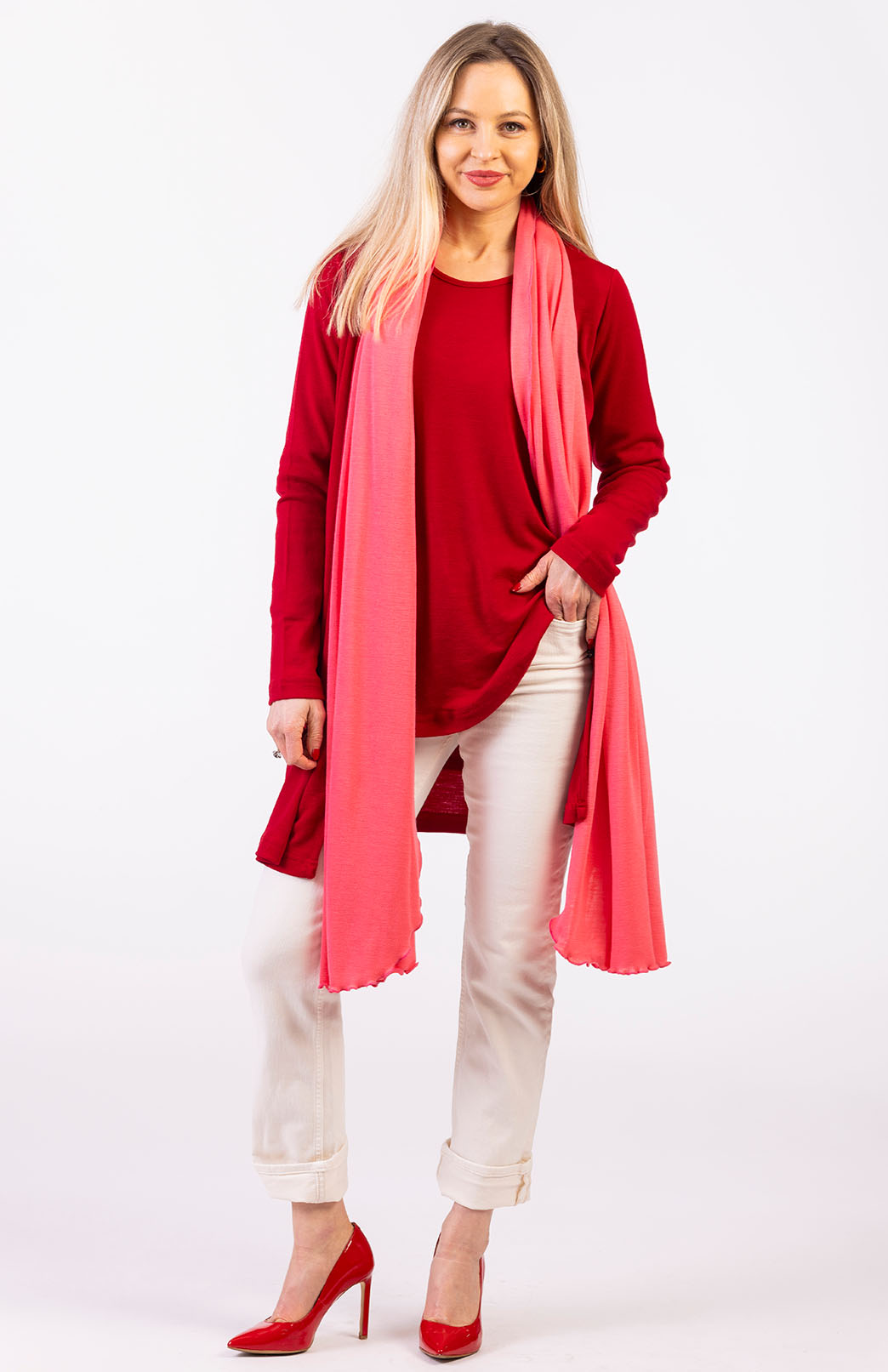 Begonia Pink Coral Women's Merino Wool Luxury Scarf