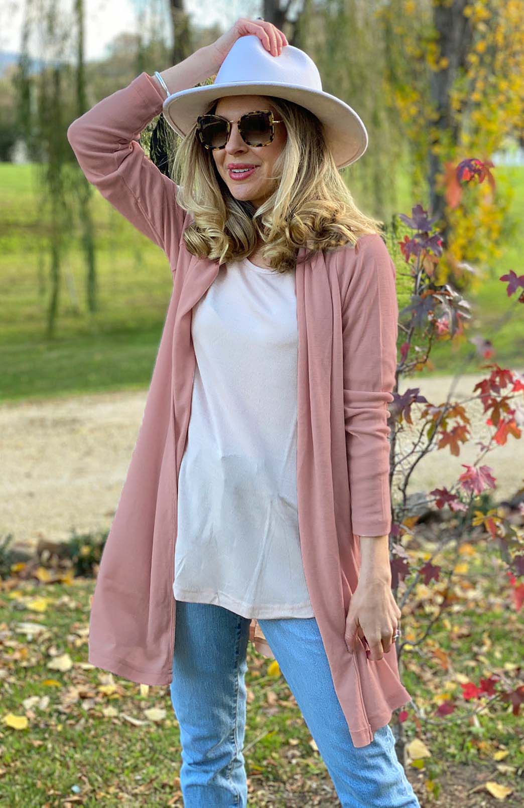 Rosewood Pink Women's Merino Wool Drape Cardigan