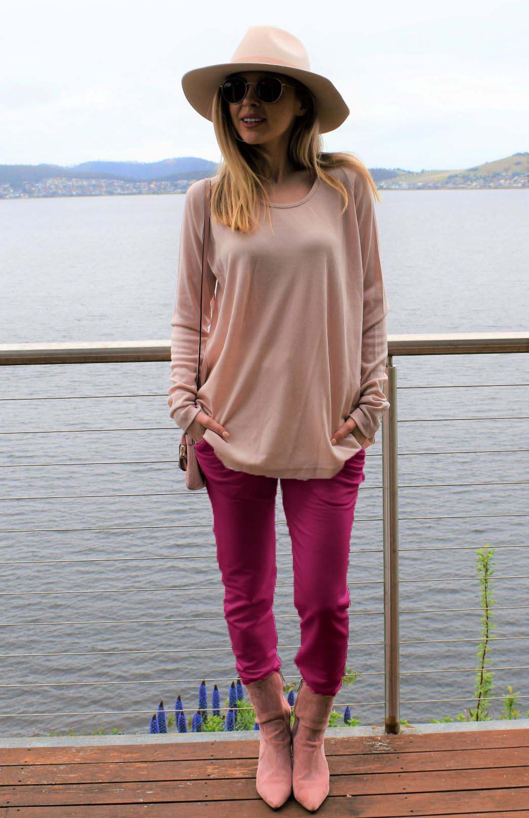 Magenta Women's Merino Wool Fleece Lounge Pants &amp; Yoga Pants 