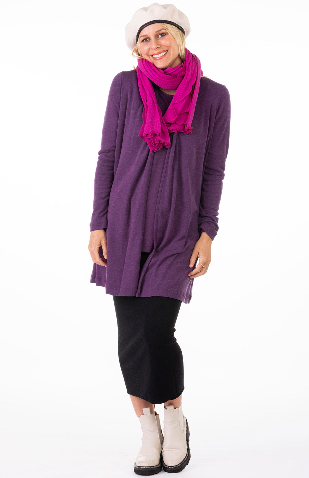 Fuchsia Pink Women's Merino Wool Luxury Scarf