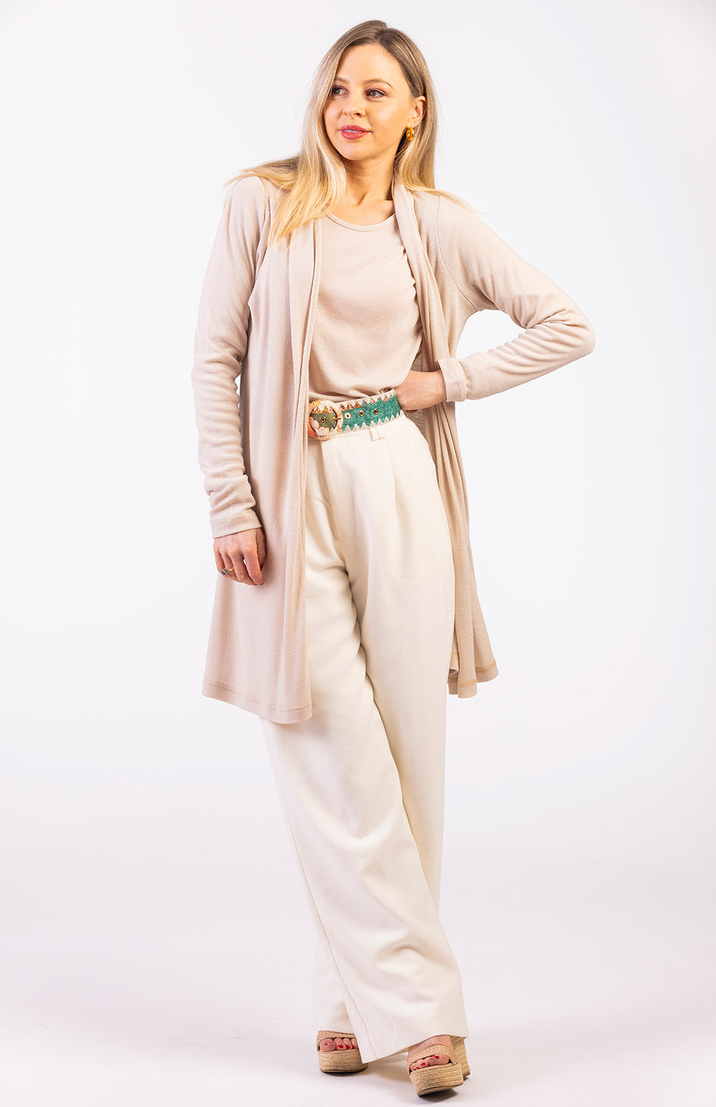 Soft Sand Women's Merino Wool Drape Cardigan