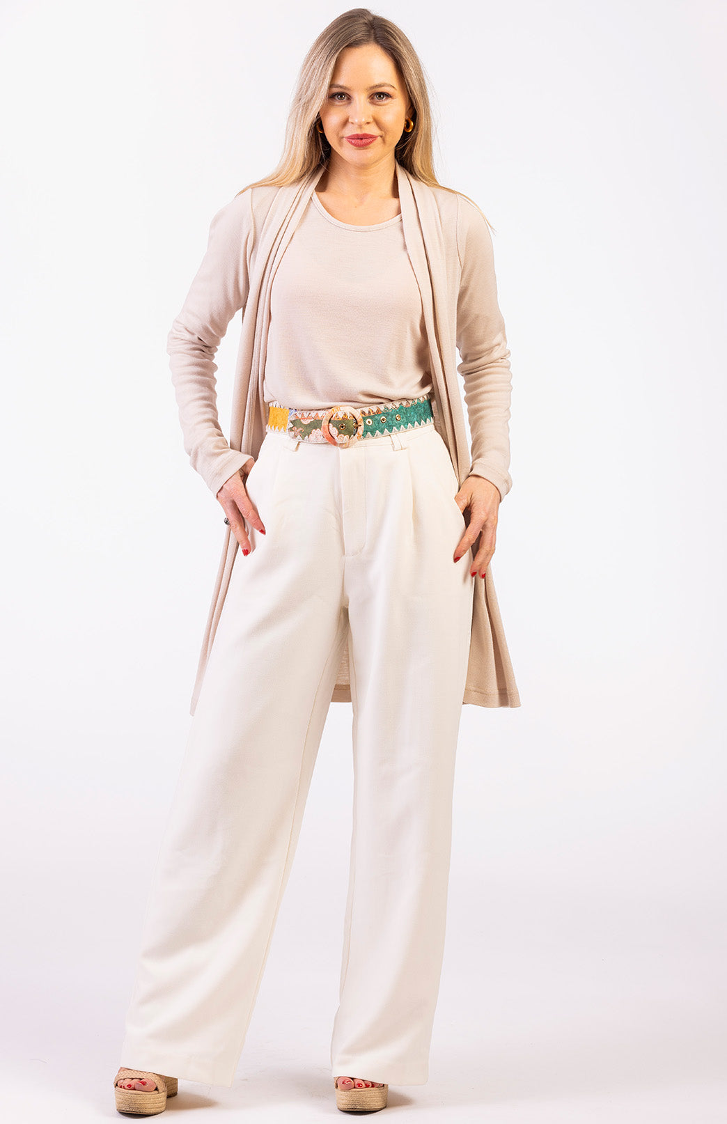 Burnt Orange Women&#39;s Merino Wool Drape Cardigan
