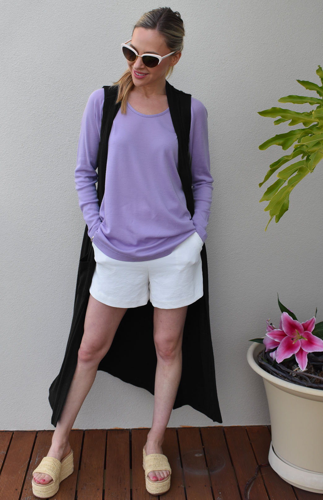 Black Women's Slimline Long Cardigan with side pockets