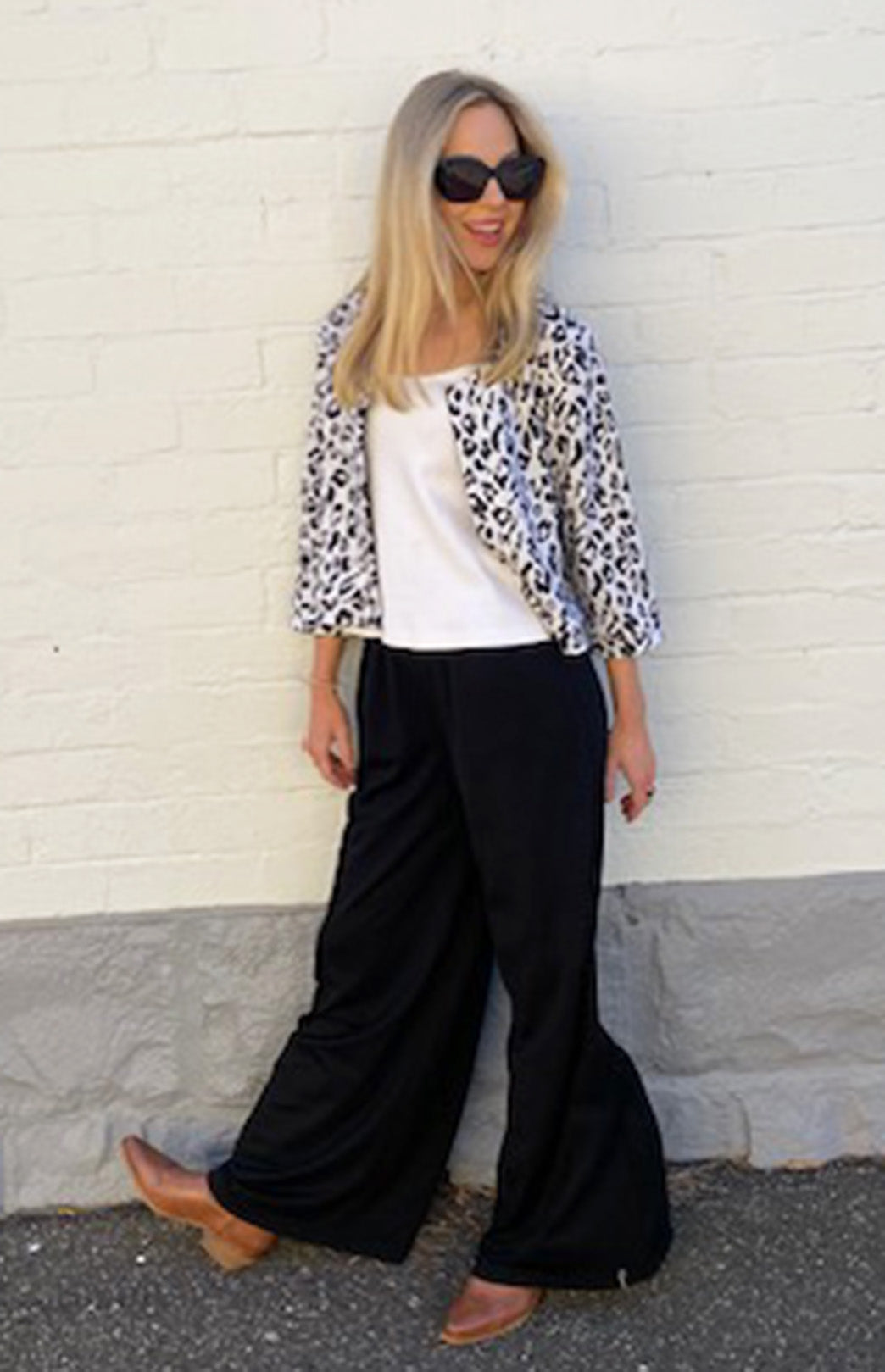 Black & Ivory Leopard Women's Merino Wool Reversible Crop Coco Jacket