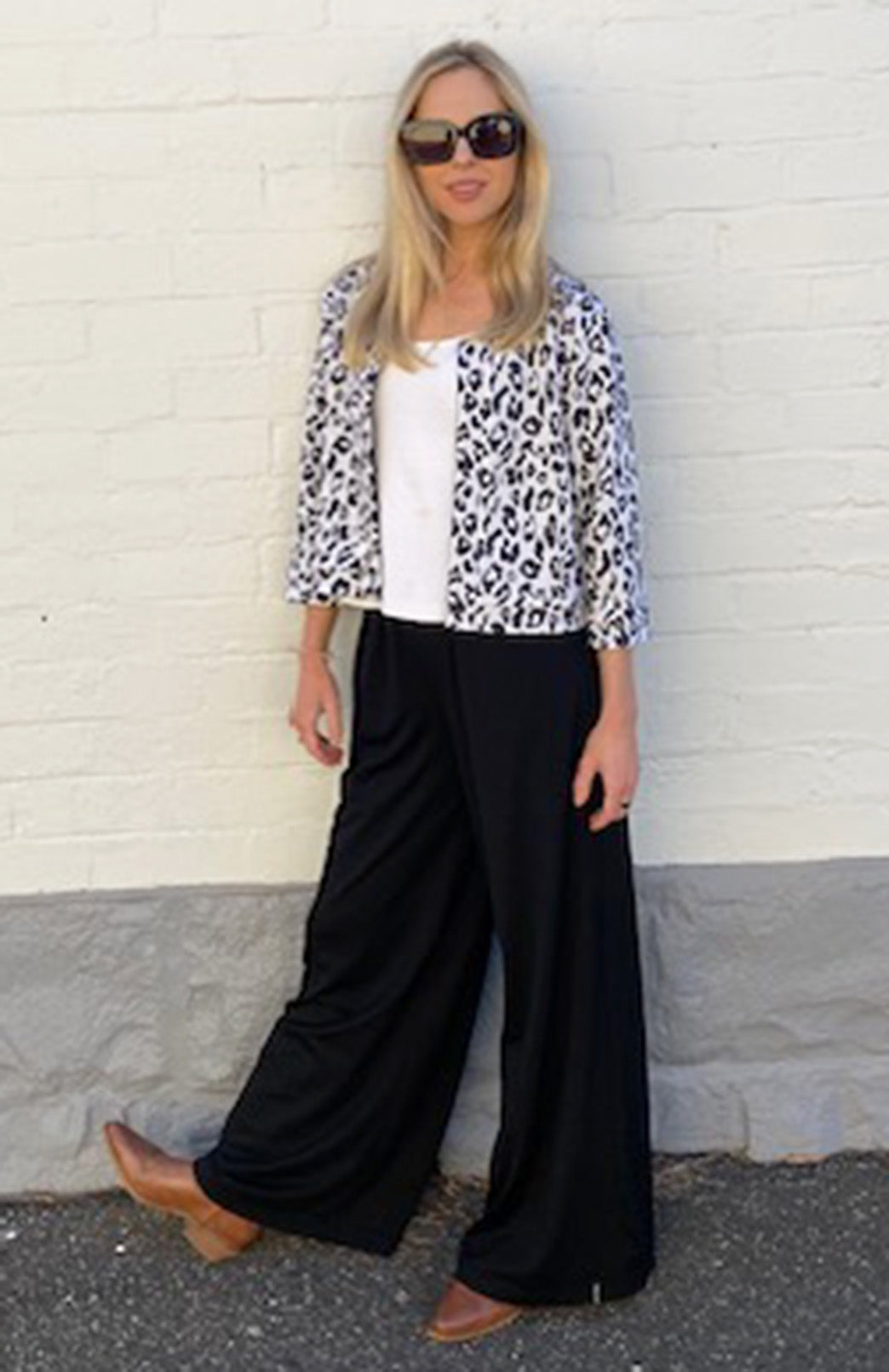 Black & Ivory Leopard Women's Merino Wool Reversible Crop Coco Jacket