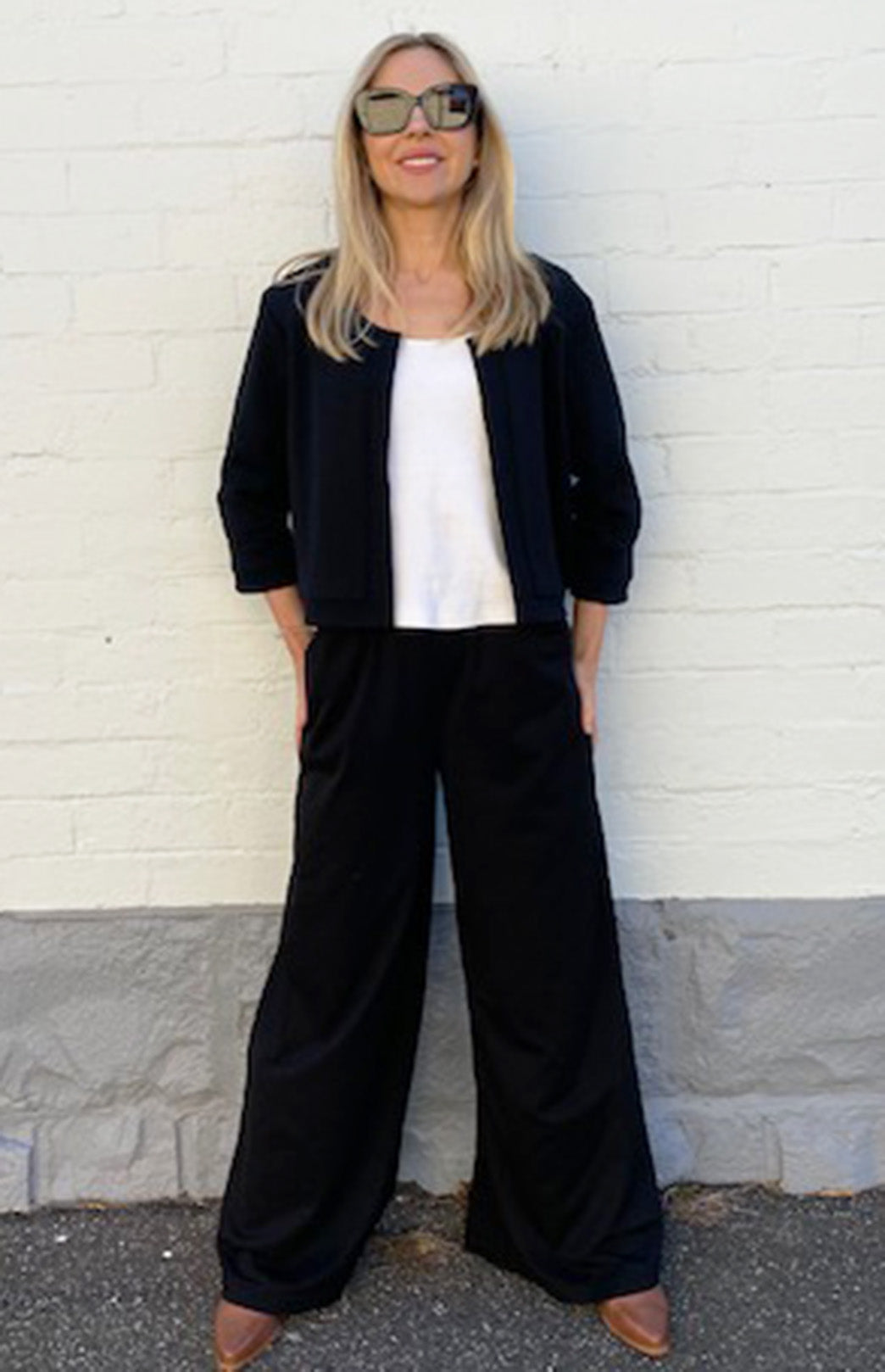 Black & Ivory Leopard Women's Merino Wool Reversible Crop Coco Jacket