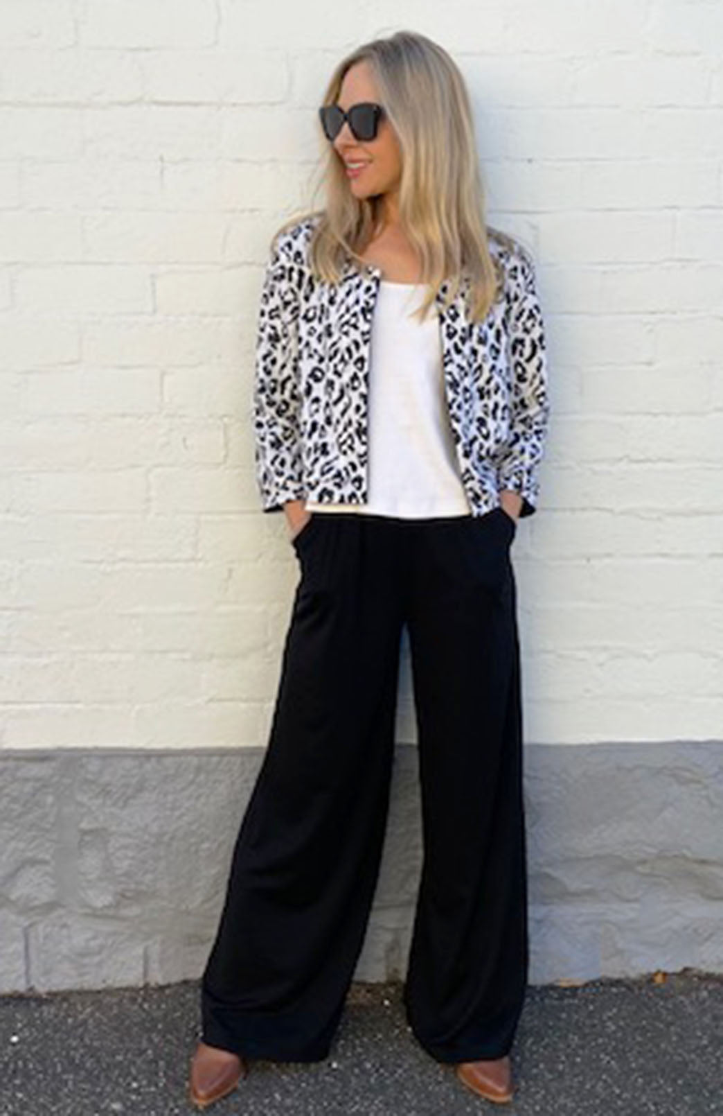 Black & Ivory Leopard Women's Merino Wool Reversible Crop Coco Jacket