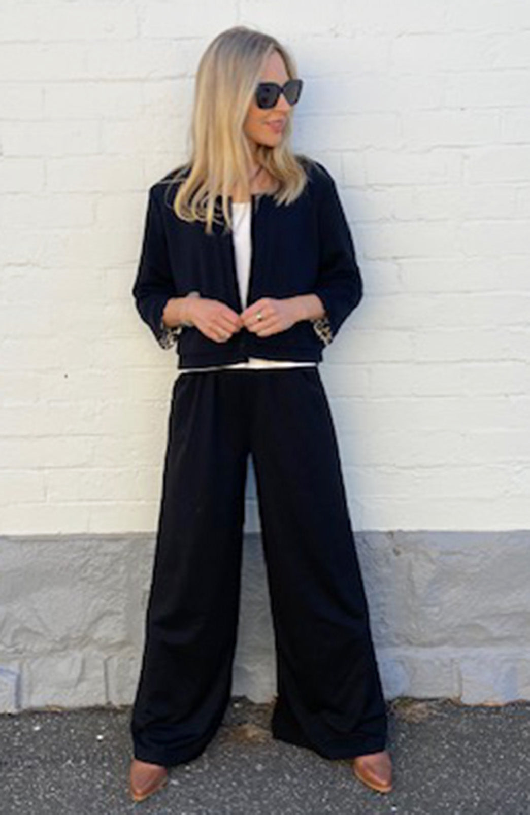 Black & Ivory Leopard Women's Merino Wool Reversible Crop Coco Jacket