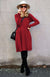 Chilli Red Women&#39;s Merino Wool Swing Dress with Long Sleeves
