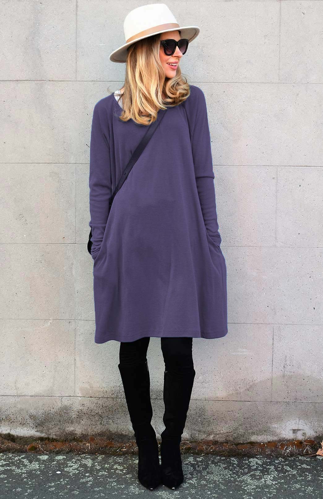 Rhianna Dress (Dress version of Rana Top) Women's Merino Wool Swing Dress with Long Sleeves