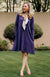Grape Purple Women&#39;s Merino Wool Swing Dress with Long Sleeves
