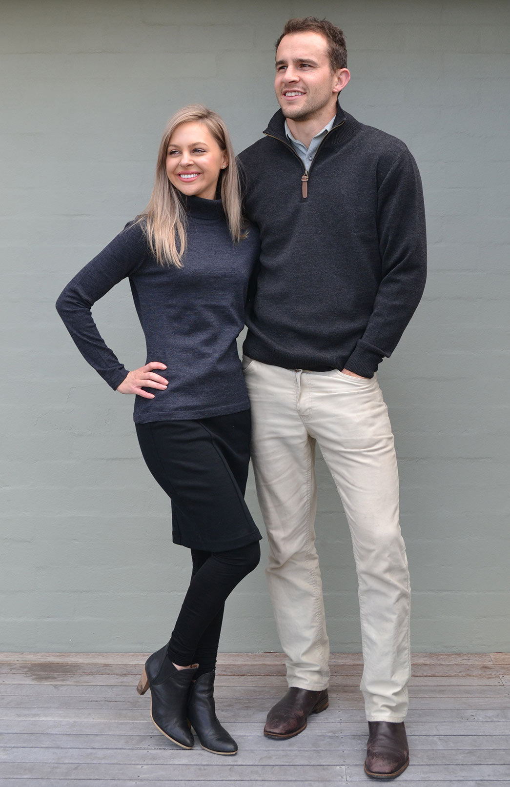 Charcoal Marl Women's Chunky Knit Roll Neck Jumper