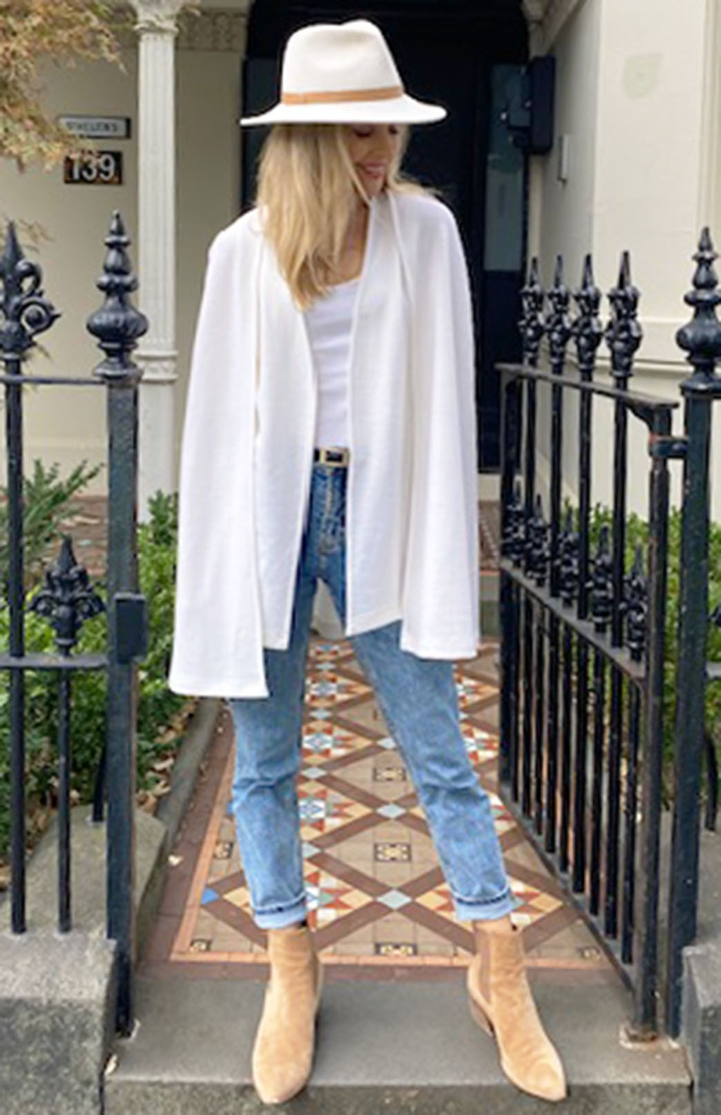 Vintage Ivory Women's Merino Wool Cape with open waistcoat 