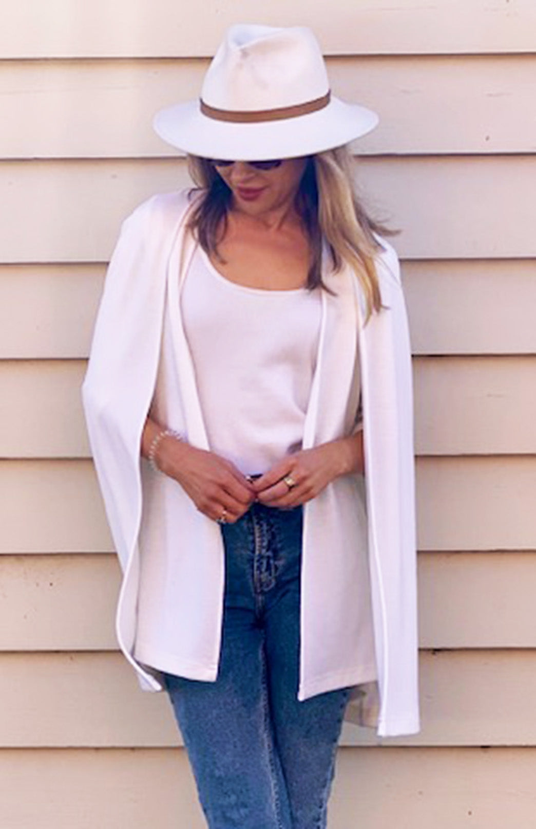 Vintage Ivory Women's Merino Wool Cape with open waistcoat 