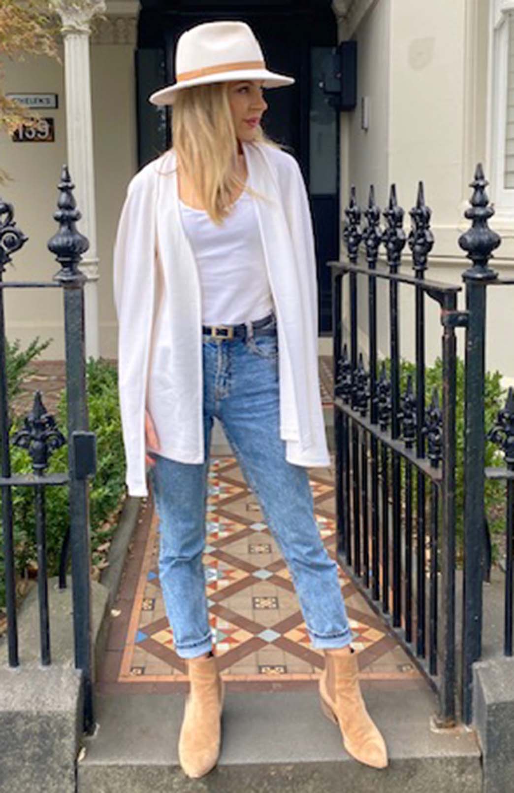 Vintage Ivory Women's Merino Wool Cape with open waistcoat 