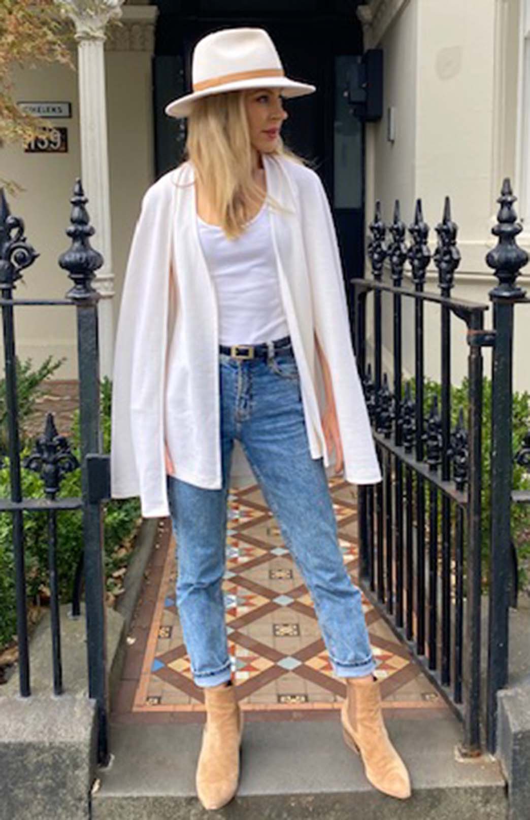 Vintage Ivory Women's Merino Wool Cape with open waistcoat 