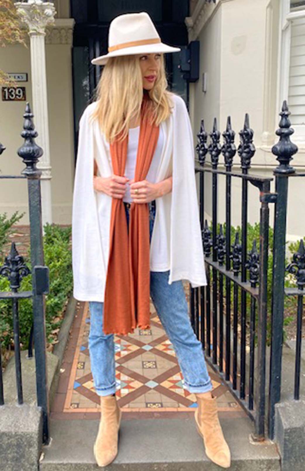 Vintage Ivory Women's Merino Wool Cape with open waistcoat 