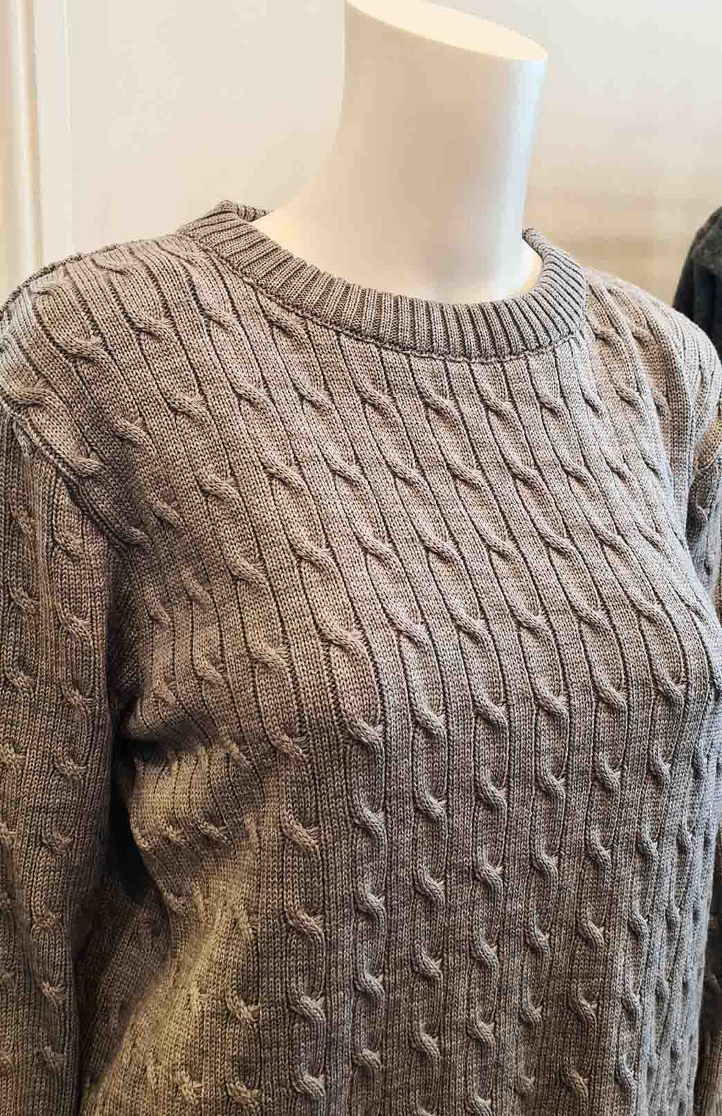 Pewter Grey Women&#39;s Merino Wool Fine Knit Cable Jumper
