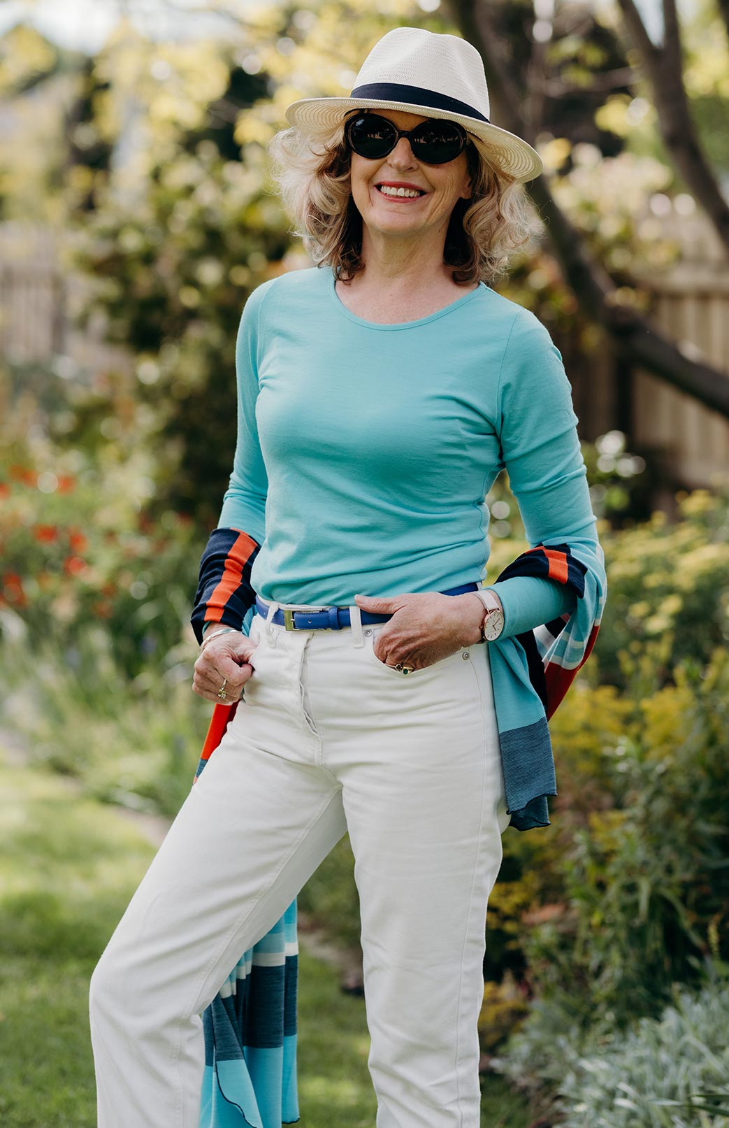 Turquoise Women's Merino Wool Long Sleeve Fashion &amp; Layering Top