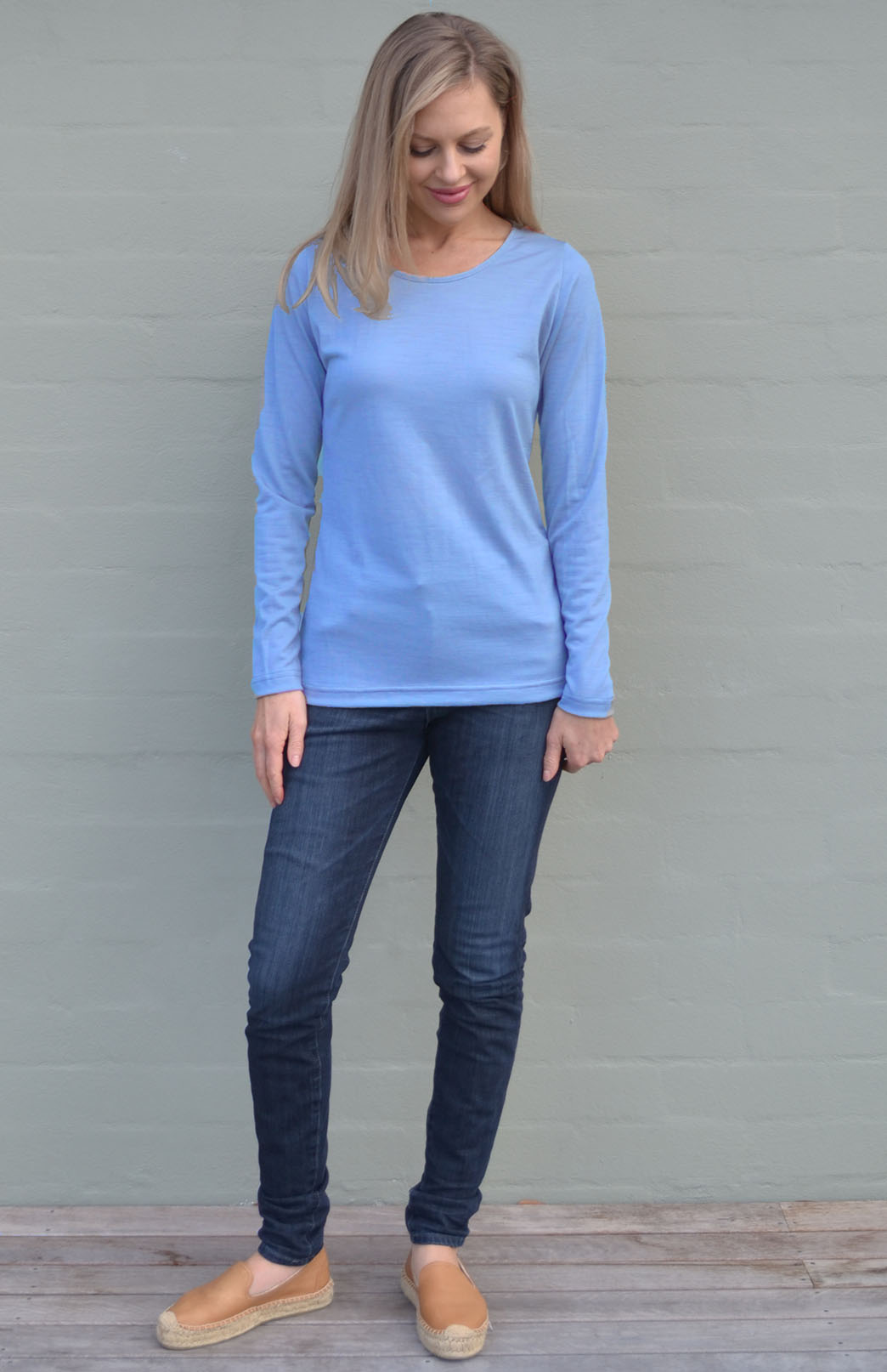 Jacaranda Blue Women's Merino Wool Long Sleeve Relax Fit Pyjama Top