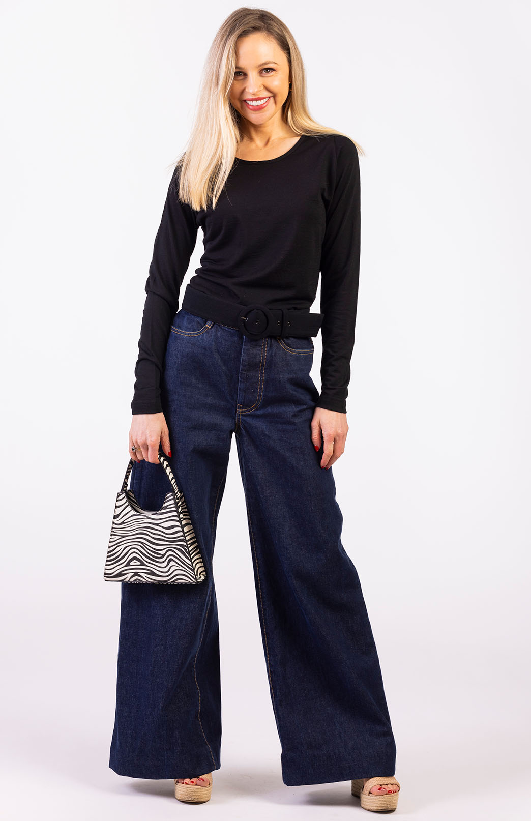 Black Women's Merino Wool Long Sleeve Fashion &amp; Layering Top