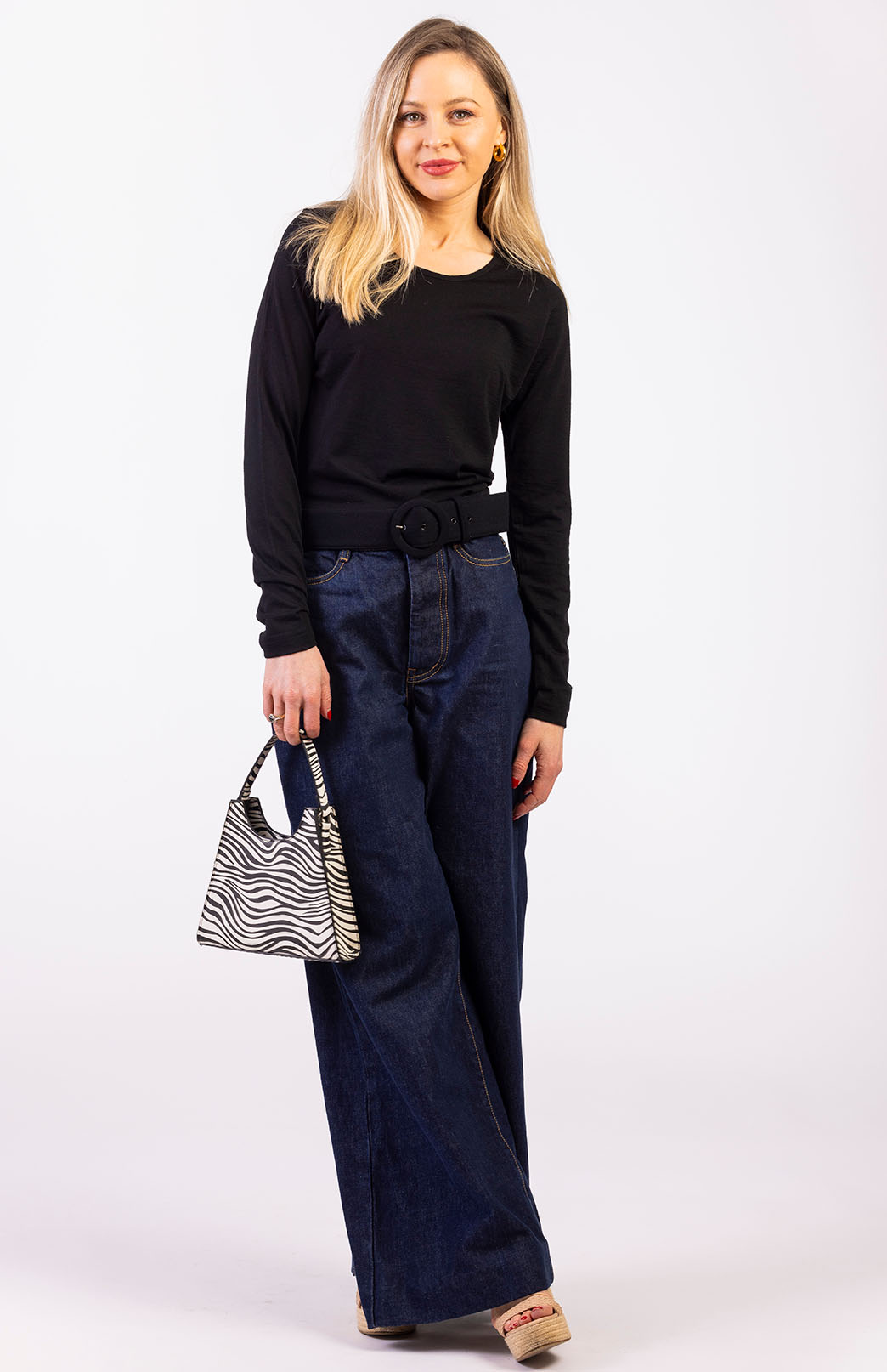 Black Women's Merino Wool Long Sleeve Fashion &amp; Layering Top