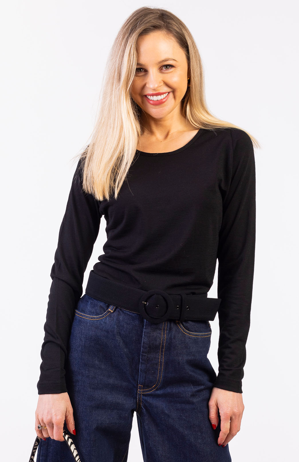 Black Merino Wool Belt with buckle