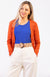 Burnt Orange Women&#39;s Cropped Cardigan with Long Sleeves
